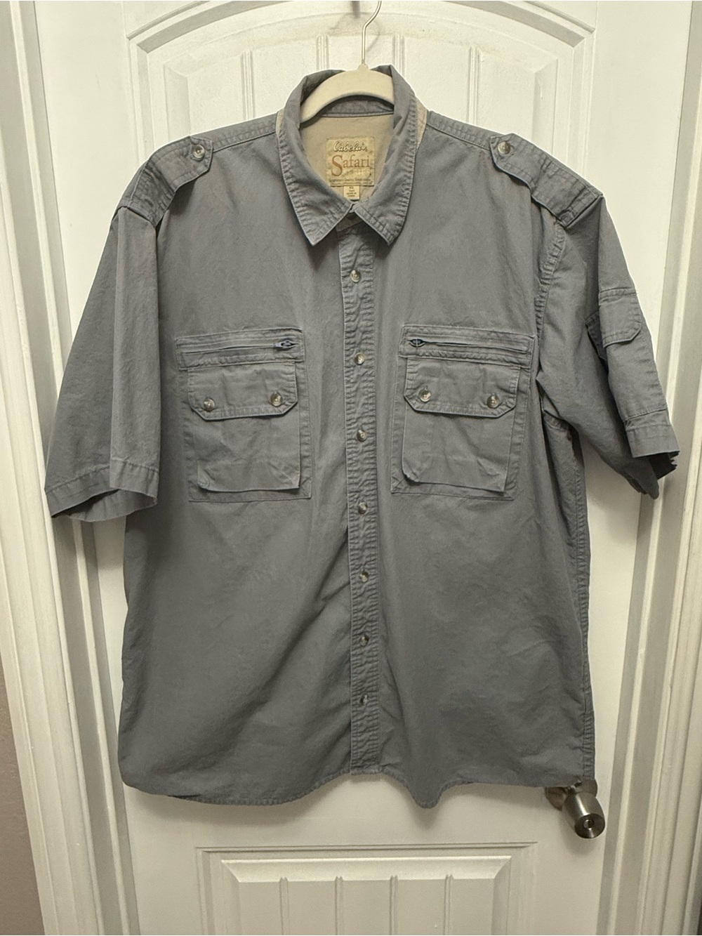 Cabela's Safari Series Shirt Button Up Pockets Mens XL Tall Gray (55-5)